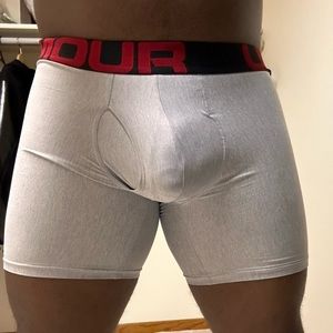 light grey UnderArmour compression shorts